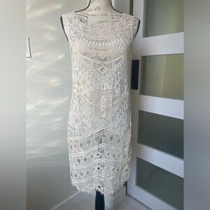Ella Moss cream beautiful detailed cover up SZ XS/S EUC